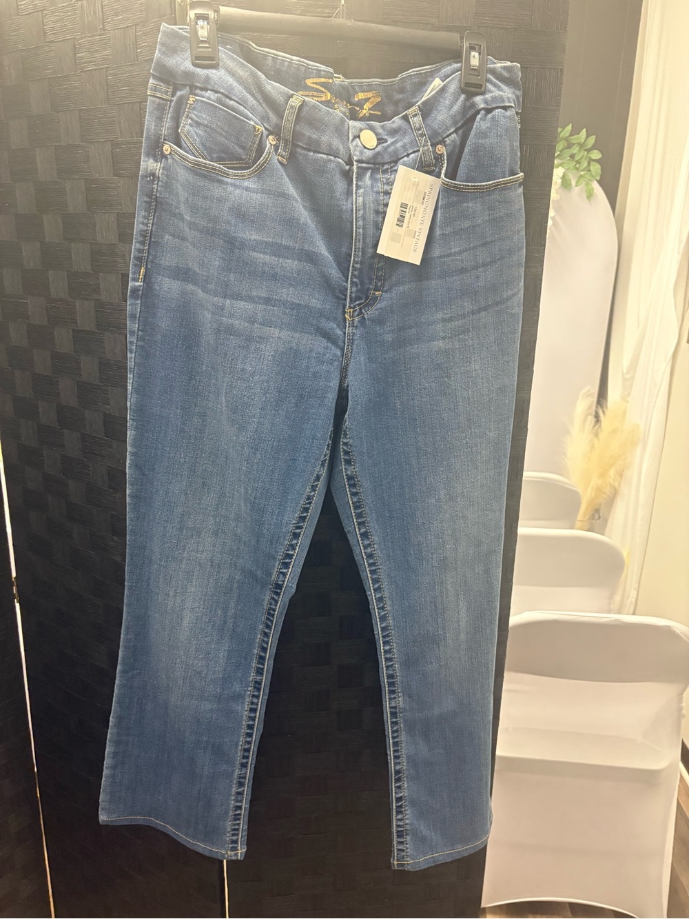 Seven7 Medium Blue High-Rise Straight Leg Jeans - Picture 2 of 4